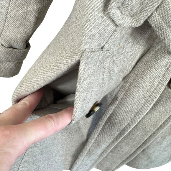 Kenneth Cole Reaction Tan Wool Blend Double Breasted Buttoned Belted Pea Coat XL - Picture 4 of 8